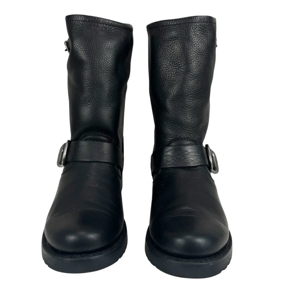 Frye Veronica Flex Short Women’s 6 Black Leather Harness‎ Moto Boots